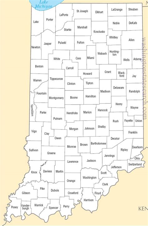 ♥ A Large Detailed Indiana State County Map