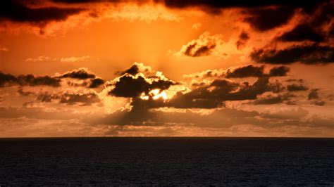 Download Wallpaper 3840x2160 Sea Horizon Clouds Sunset Landscape 4k