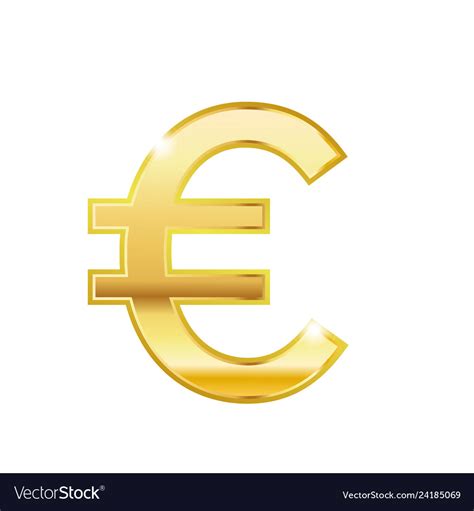 Golden Euro Symbol Isolated Web Icon Royalty Free Vector