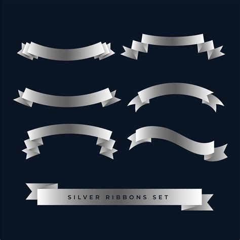 Silver Shiny 3d Ribbons Set Download Free Vector Art Stock Graphics