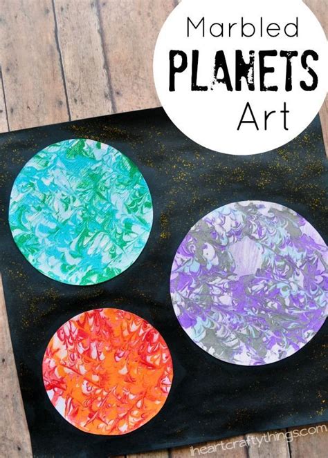 Preschool Space Craft Marbled Planets Art Space Art Projects Outer