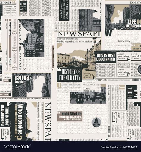 Seamless Pattern With Collage Of Newspaper Vector Image