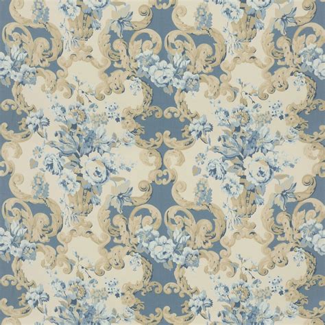 Mulberry Floral Rococo Blue Fabric Onlinefabricstore