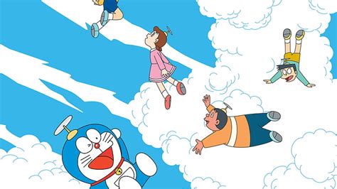 1080p Descarga Gratis Doraemon Y Sus Amigos Están Volando En El Cielo