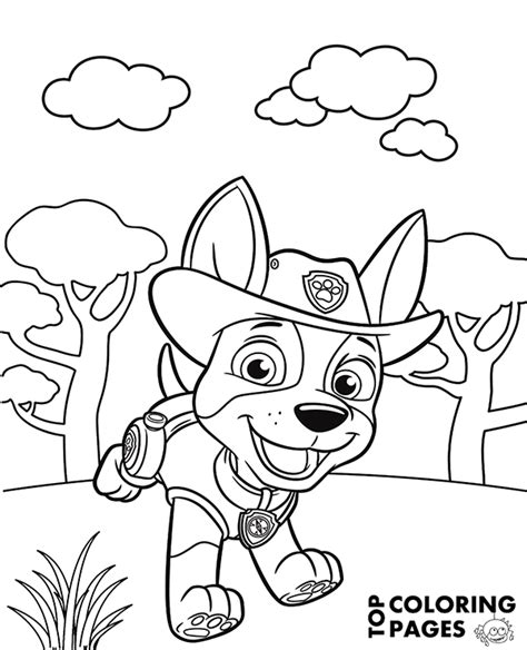Marshall and chase in christmas. Free printable coloring page of Tracker from Paw Patrol