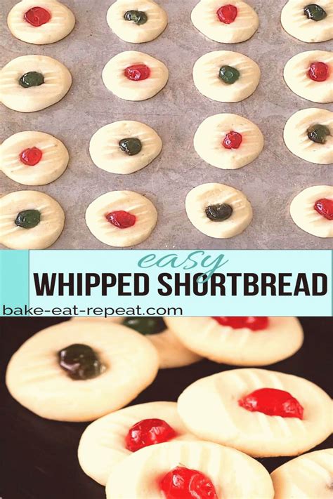 Place in refrigerator until set. Whipped Shortbread These light and sweet whipped shortbread cookies with a cherry on top are so ...