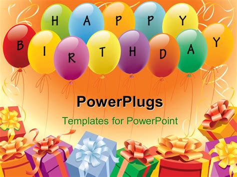 Powerpoint Template Multi Color Balloons And Ts Depicting Birthday