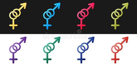 Set Gender Icon Isolated On Black And White Background Symbols Of Men
