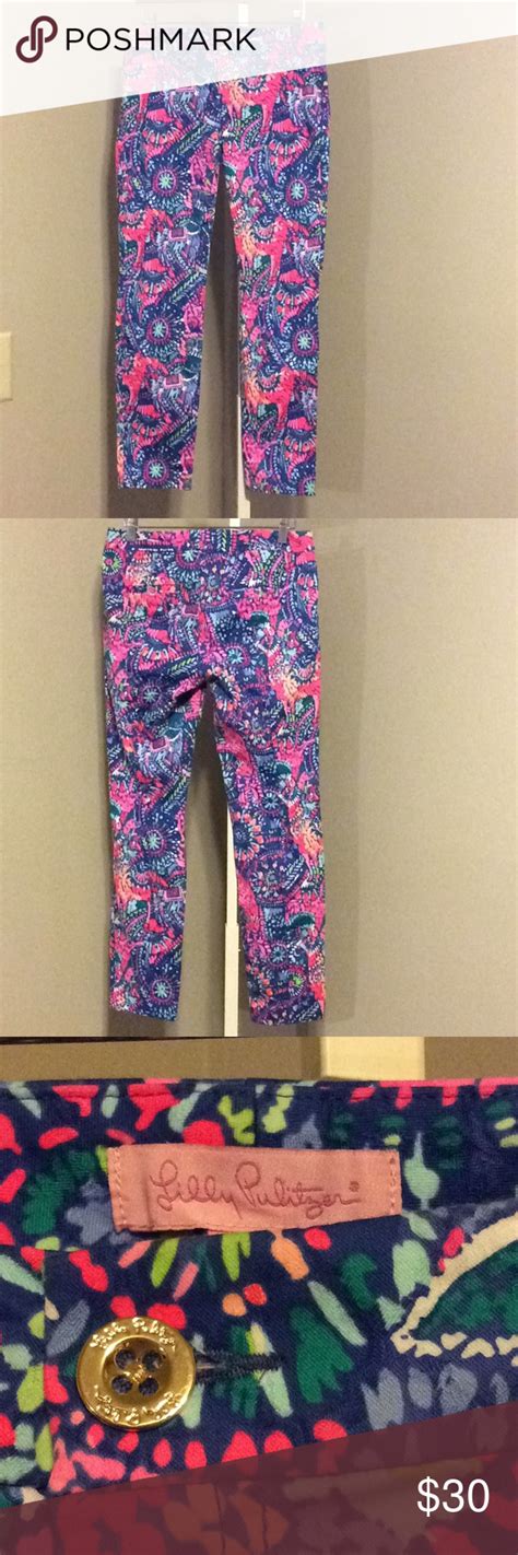 Lilly Pulitzer Multi Colored Long Pants Blue Pink Lilly Pulitzer