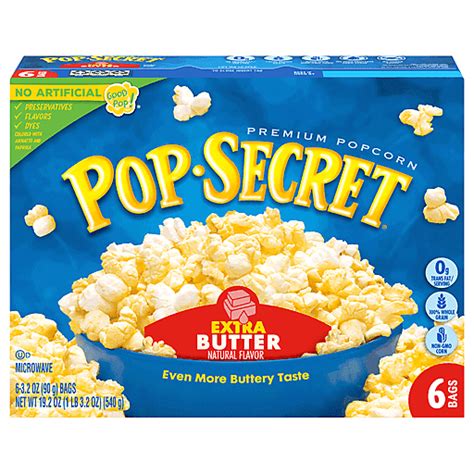 Pop Secret Premium Extra Butter Popcorn 6 32 Oz Bags Unpopped