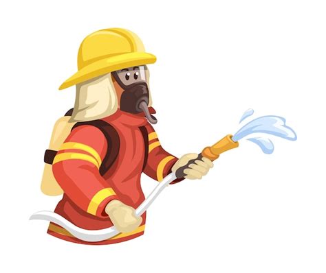 Premium Vector Firefighter Character Cartoon Illustration Vector