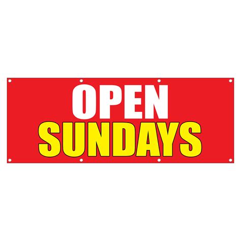 Open Sundays Promotion Business Sign Banner 4 Feet X 2 Feet W 4 Grommets