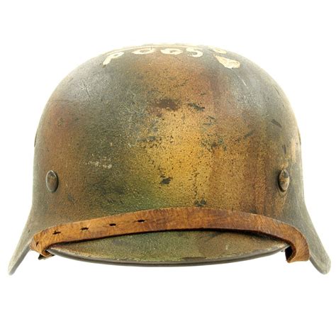 Original German Wwii M40 Normandy Camouflage Trench Art Helmet A Goo
