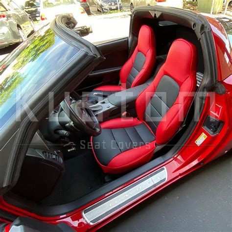 Chevrolet Corvette C6 Custom Leather Seat Covers Black W Red Accent