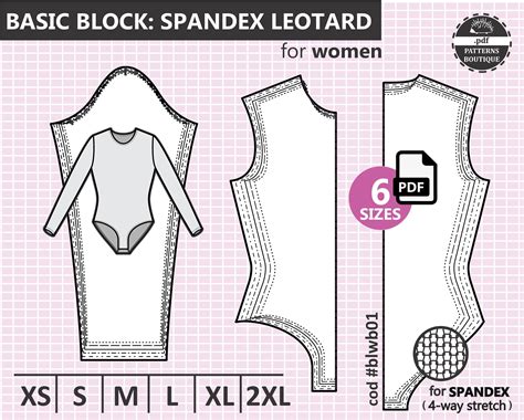 Basic Leotard Pattern Block Sleeve For Knit Fabric Spandex Etsy