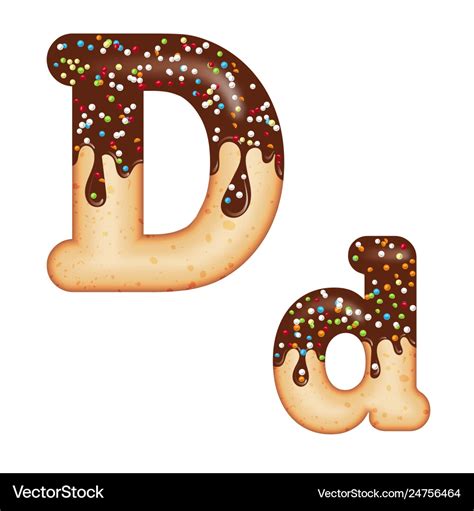 Tempting Typography Font Design 3d Donut Letter D Vector Image