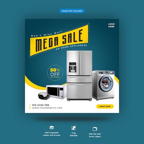 Premium Psd Exclusive Home Appliance Social Media Square Banner Template