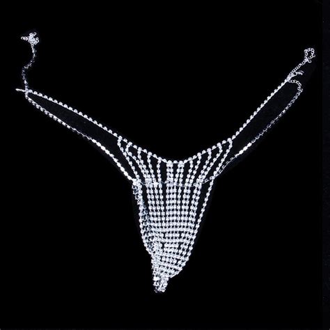 Ookwe Sexy Bikini For Rhinestone Underwear Belly Chain Crystal Thong Body Chain Simple Waist