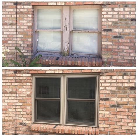 Before And After Shot Of Single Hung Window Installation Accent