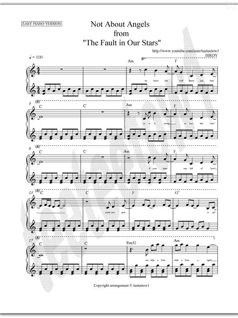 They will come, they will go make us special. Piano Sheet Music — Not About Angels ~ Birdy (Piano Sheet ...
