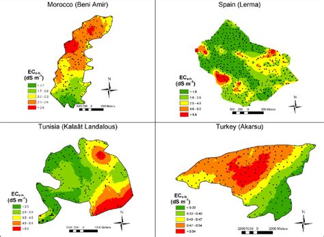 Soil Salinity Ec E H Maps Obtained In Each Mediterranean Irrigation