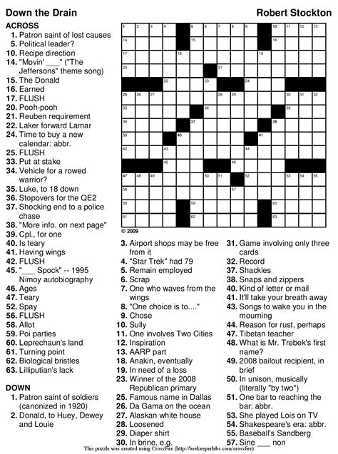 Medium Crossword Puzzles Printable