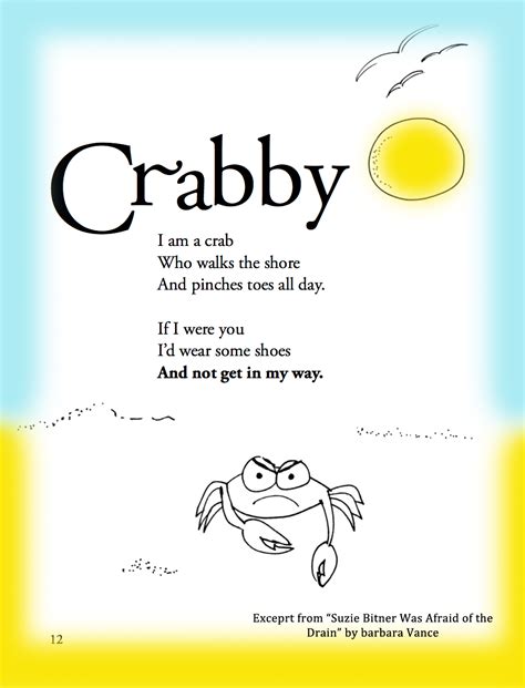 Funny Summer Childrens Poem About A Crab On The Beach Great For