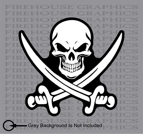 Pirate Skull Crossbones Swords Nautical Blackbeard Vinyl Sticker