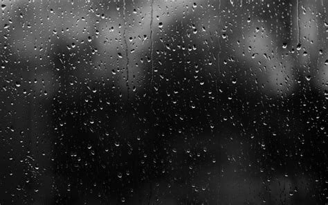 Download Wallpaper 3840x2400 Drops Rain Glass Water Dark Black And