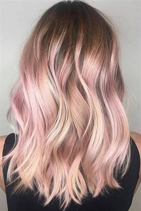 Blonde Hair Dyed Light Pink Hair Color Rose Gold Pink Hair