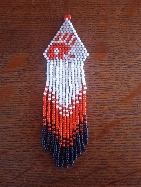 Made In Montana Beaded Earrings Brick Stitch Red Metallic Red Orange