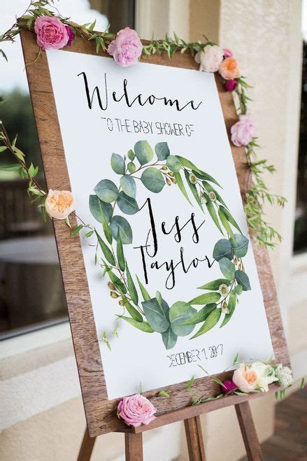 Eucalyptus Baby Shower Welcome Sign Diy Print Baby Shower Signs