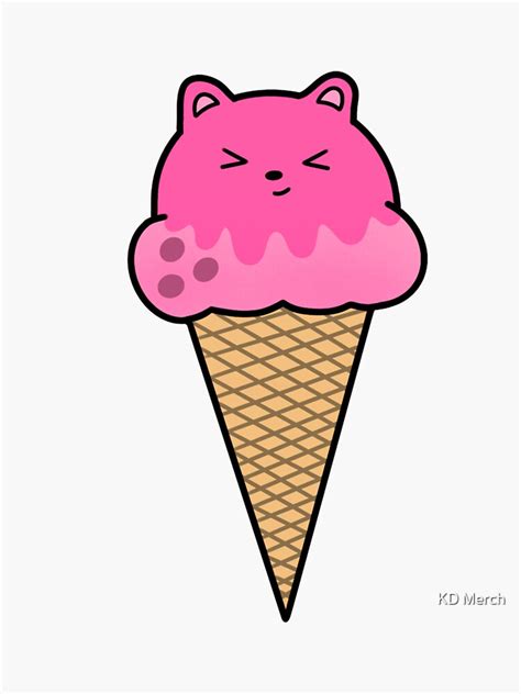 Cute Animal Cat Ice Cream Sticker For Sale By Kofin Redbubble