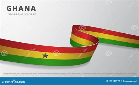 Flag Of Ghana Realistic Wavy Ribbon With Ghanaian Flag Colors Graphic