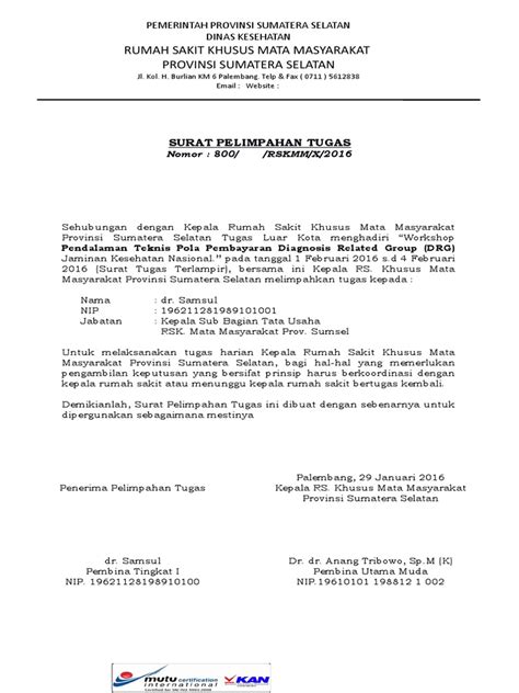 Contoh surat tugas kepala sekolah. Surat Pelimpahan Tugas