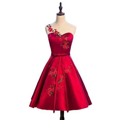 Red Satin Short Formal Dresses Lovely Party Dresses Cute Party Dress
