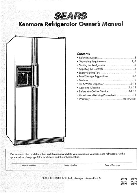 Kenmore French Door Refrigerator Manual