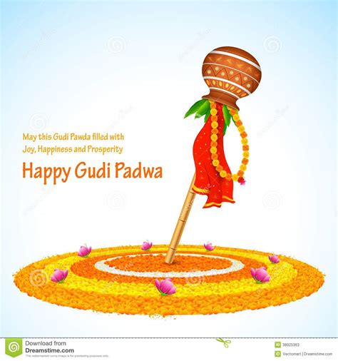 They hang gudis outside the home which signifies the wars by. Gudi Padwa Stock Vector - Image: 38925363