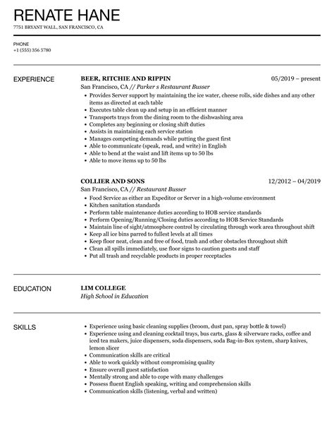 Busser Resume Examples