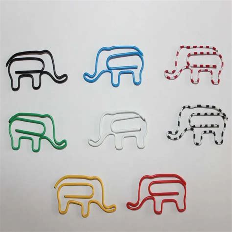 100pcs Creative Cute Cartoon Elephant Shape Paper Clips Funny Bookmark