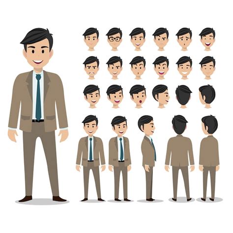 Premium Vector Set Of Cartoon Characters Of A Businessman