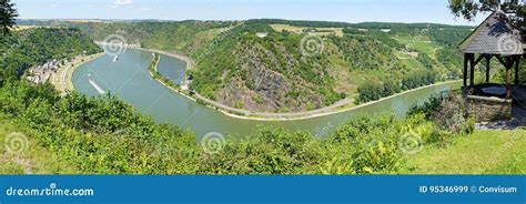 Rhine River In Germany With Lorelei Rock Stock Image Image Of Central