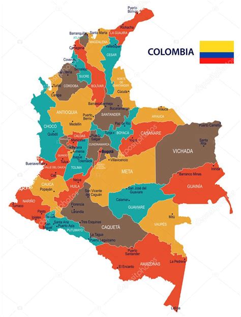 Imágenes Mapa De Colombia Colombia Mapa Y Detallada Ilustración De