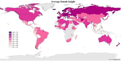 Average Male And Female Height Mapped In Map Male Female
