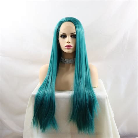 Marquesha Synthetic Lace Front Blue Wig Realistic Looking Long Straight