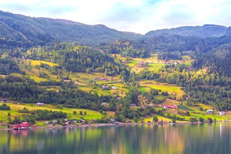 Norway Mountain Village Landscape Stock Image Image Of Summer Europe