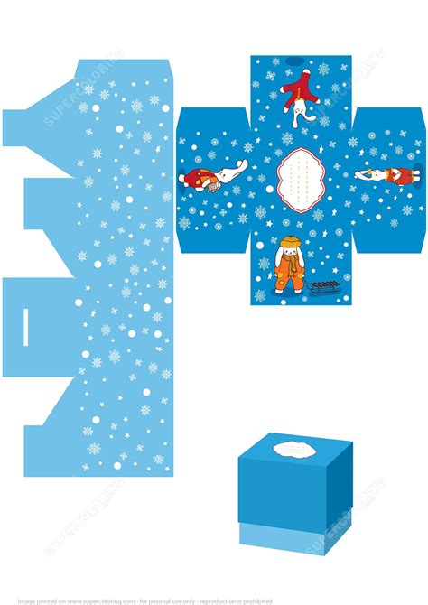 Christmas Gift Box Template With Rabbits Free Printable Papercraft