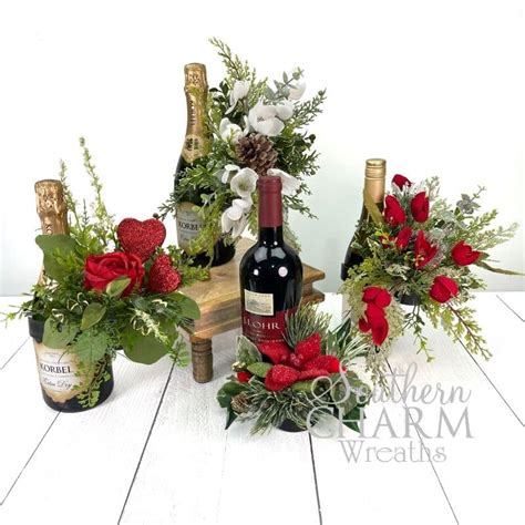 Wine Bottle Flower Bouquet Arrangements Southern Charm Wreaths