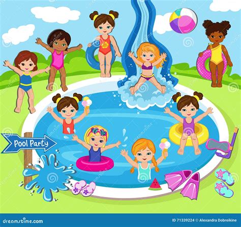 Illustration Of Kids Having A Pool Party Stock Vector Illustration