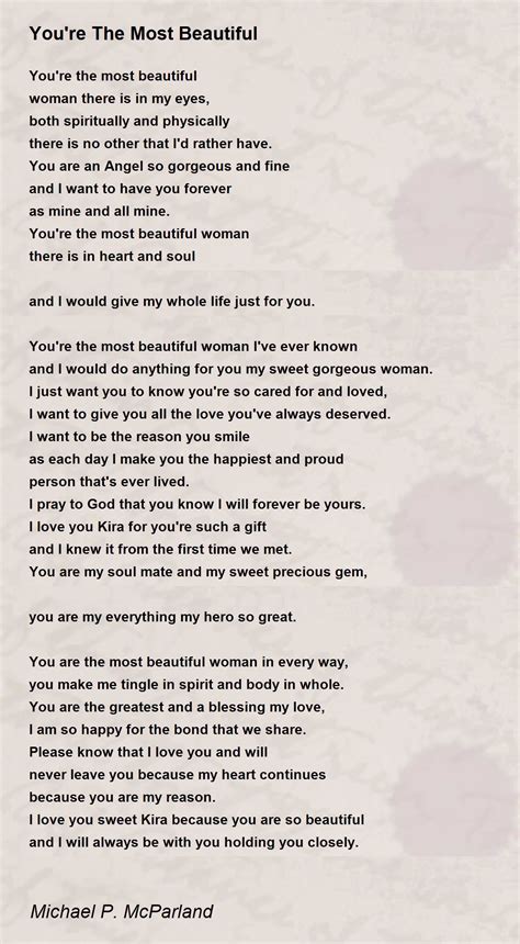 you re the most beautiful you re the most beautiful poem by michael p mcparland